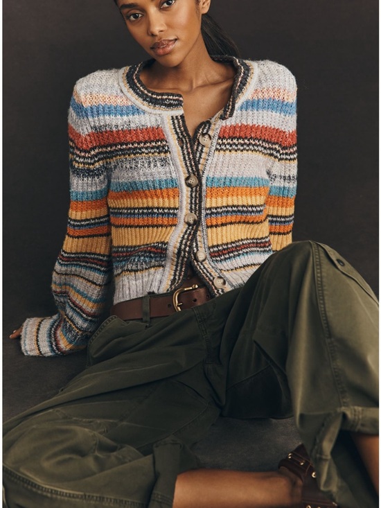 Pilcro Sweaters - Pilcro Ribbed Multi Stripe Cardigan Sweater